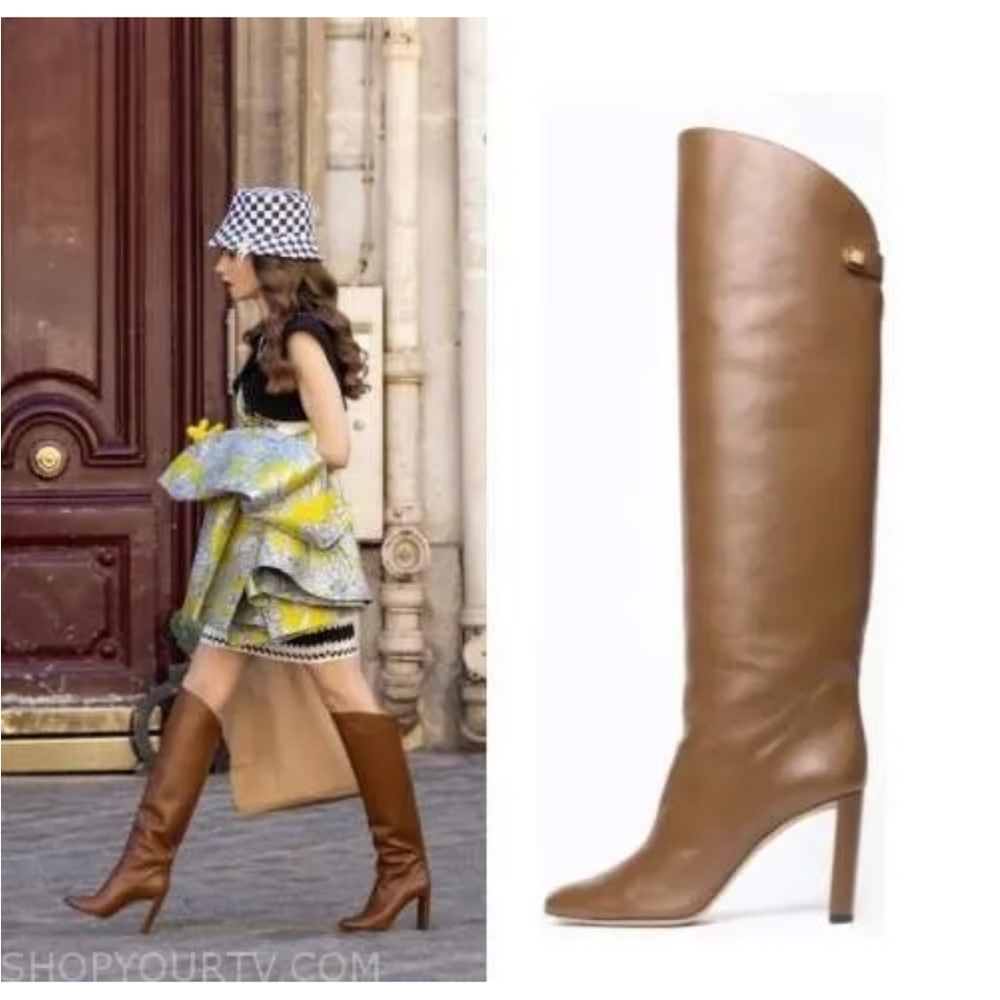 Maison Skorpios Adriana 90 Leather Tall Boots - Size 8 (EU 38) New With Box